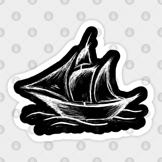 Hand drawn yacht Sticker by jitkaegressy